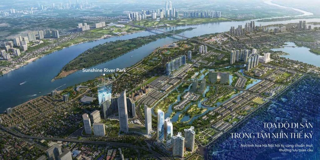 Vị tr&iacute; dự &aacute;n Sunshine River Park b&ecirc;n s&ocirc;ng Hồng, liền kề khu đ&ocirc; thị Ciputra v&agrave; dự &aacute;n Noble Crystal T&acirc;y Hồ