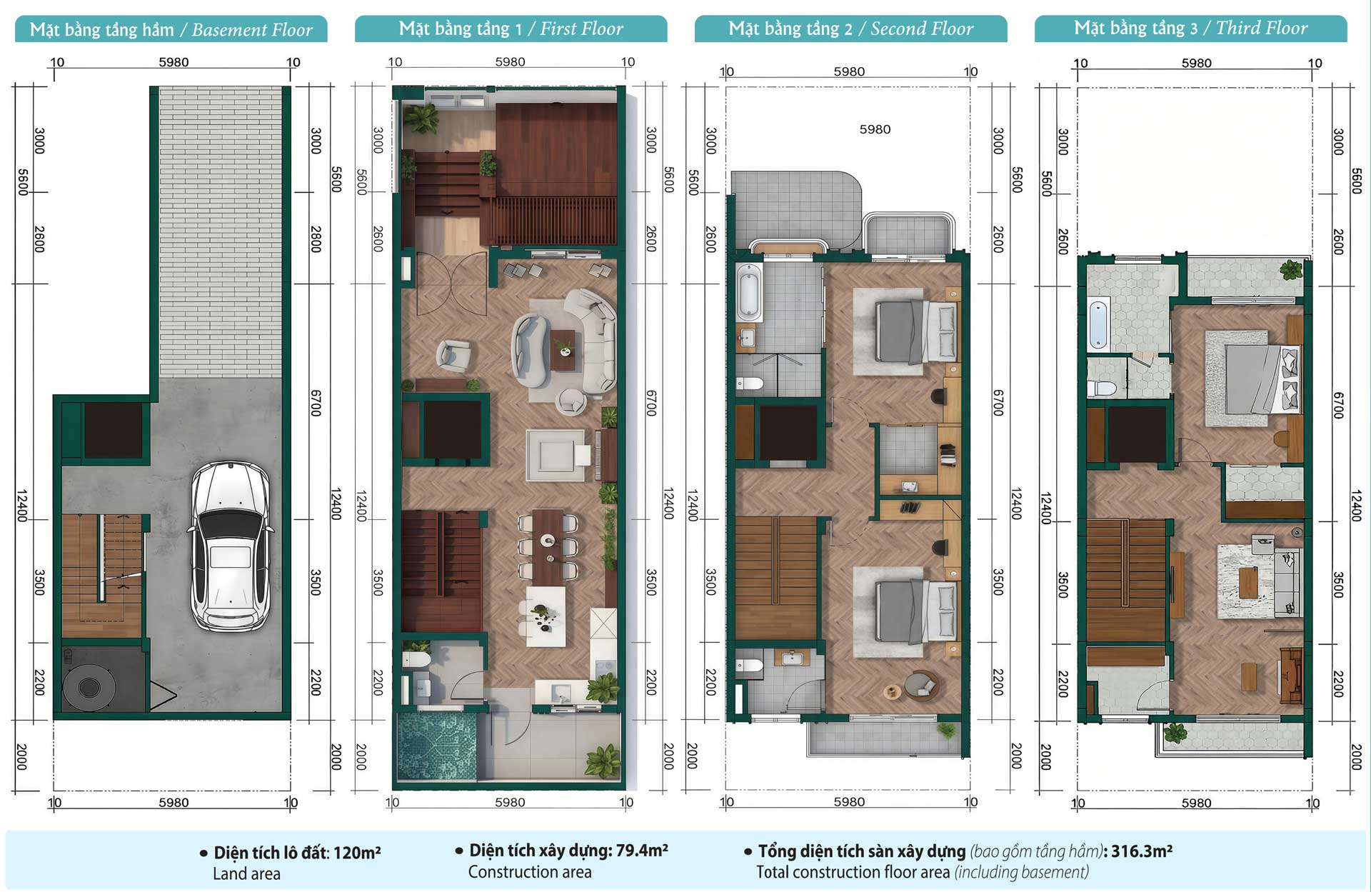 Thiết kế biệt thự liền kề Ciputra 120m2